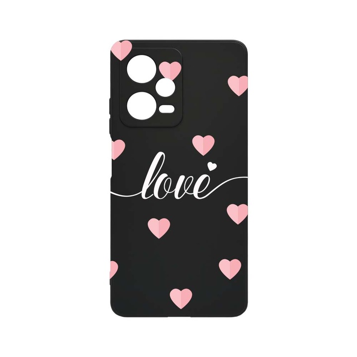 Силиконов калъф BestCase за Xiaomi Redmi Note 12 Pro 5G, Love Flying Hearts, 0.8MM Slim, Camera Protection, Black Silicon Series, c-B 85