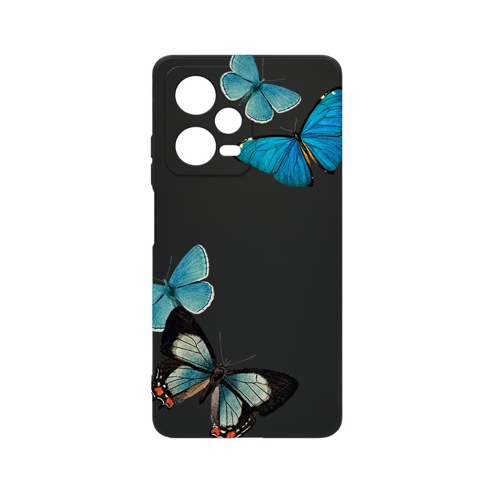 Husa BestCase® SLIM SIlicon 0.8MM, Compatibila Cu Xiaomi Redmi Note 12 Pro 5G, Beautiful Blue Butterflies, Rezistenta la uzura, Protectie Camera, c-B 991