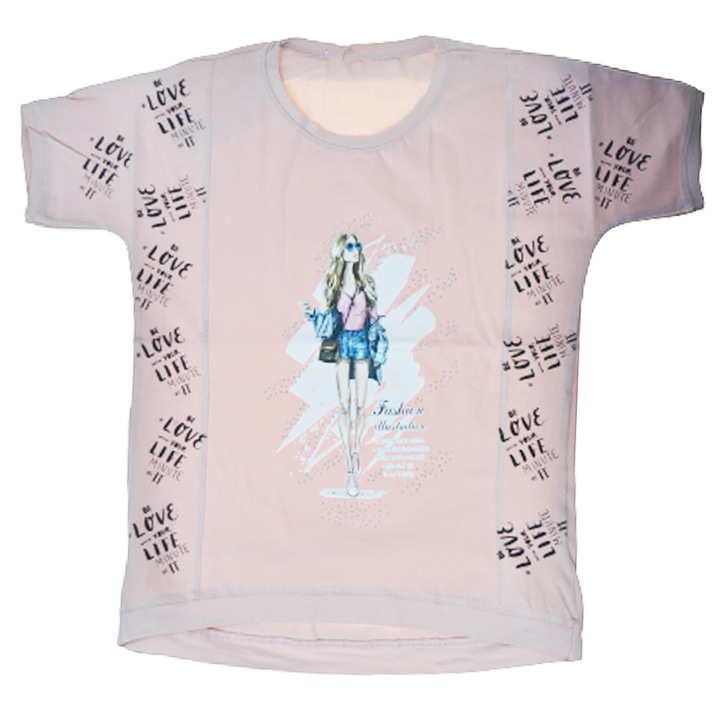 Tricou cu maneca scurta pentru fete OLC SVR 3371R-164, Roz 95655