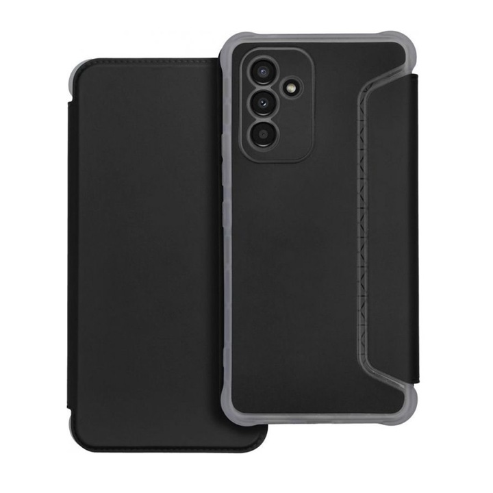 Husa tip carte compatibila cu Samsung Galaxy A34, G-Tech Flip Luxury Book, inchidere magnetica, buzunar card, premium stand, Negru