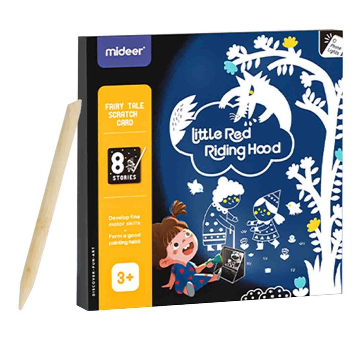 Set de razuit pentru copii, cu proiectie, Scufita Rosie, 8 planse