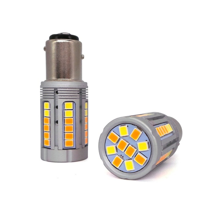 2 db-os motoLEDy LED P21/5W, BAY15D CANBUS 12-24V fehér-narancssárga hibamentes autóizzó készlet