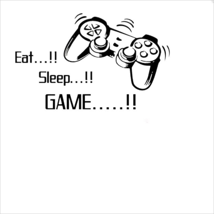 Sticker decorativ "Eat Sleep Game", 57 x 43cm, Negru
