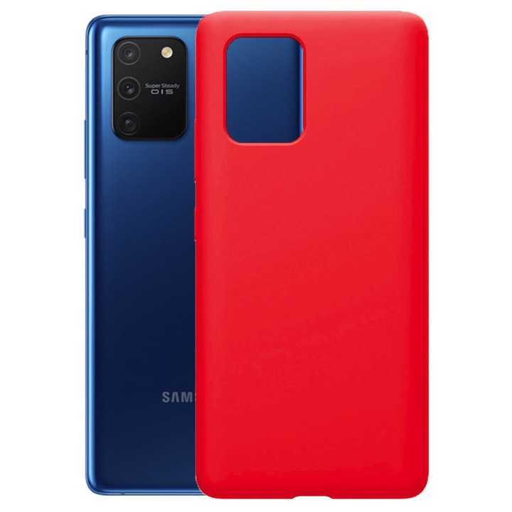 Védőburkolat, bársony belső, Samsung Galaxy S10 Lite kompatibilis, FONIX BloomShield, szilikon, emelt élek, vékony, piros