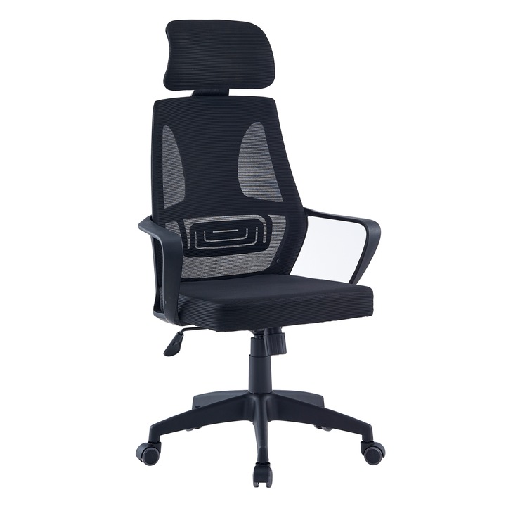 Scaun de birou, ergonomic, negru, mobHAUS, 64x63x118-126 cm