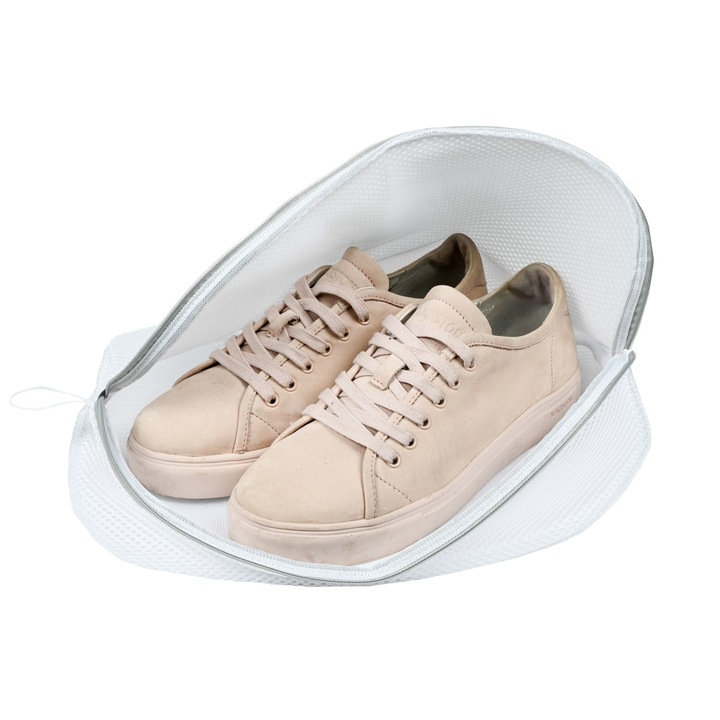 Saculet pentru spalat incaltamintea, 42 x 24 cm, Alb