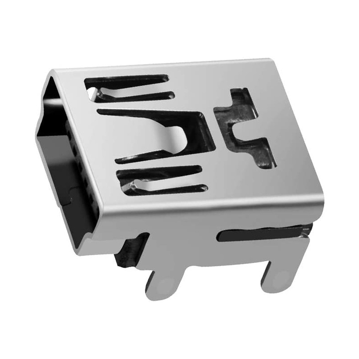 5-пинов жак Mini USB-B конектор, женски, с прав ъгъл