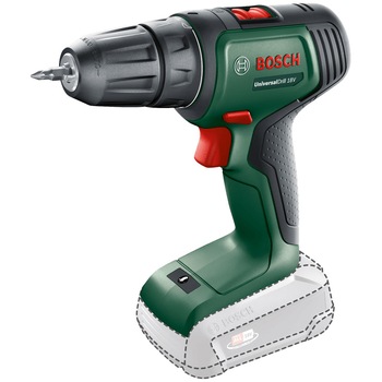 Masina de gaurit si insurubat (bormasina) pe acumulator Bosch UniversalDrill 06039D4000, 18 V, 1450 RPM, 40 Nm, 23/32 Nm, 10 mm mandrina rapida, cap surubelnita, fara acumulator/incarcator