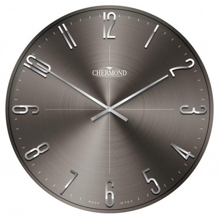 Ceas de perete, Chermond, Plastic, Gri
