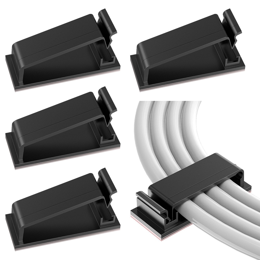Set 80 cleme pentru organizare cabluri, Adeziv, Negru - eMAG.ro
