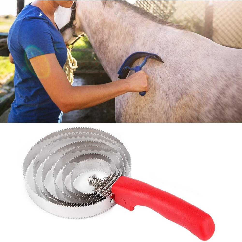 Perie metalica pentru ingrijire bovine/cai, Metal/ABS, 6 inele, 26 cm ...