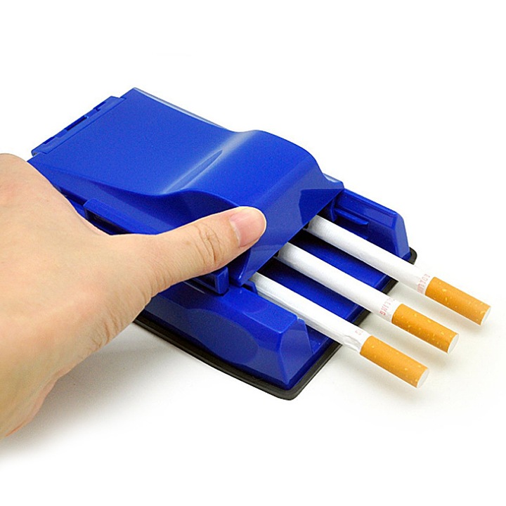 Aparat manual de facut tigari cu 3 injectoare, 14 x 11cm, Albastru