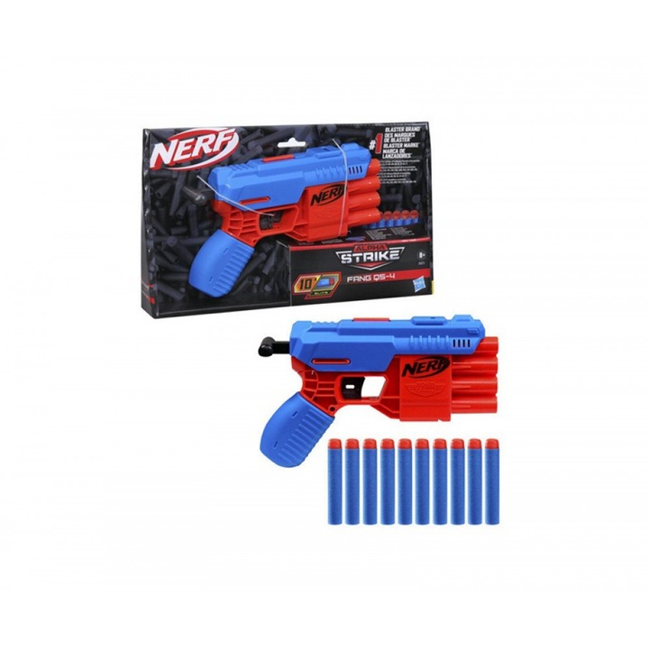 Set pistol cu sageti Alpha Strike Fang QS-4, Nerf, 8 ani+