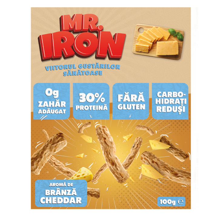 Snack Sarat (TOJO'S) cu 30% proteina, cu Carbohidrati Redusi, Fara Zahar si Fara Gluten- Aroma de Branza Cheddar 100G