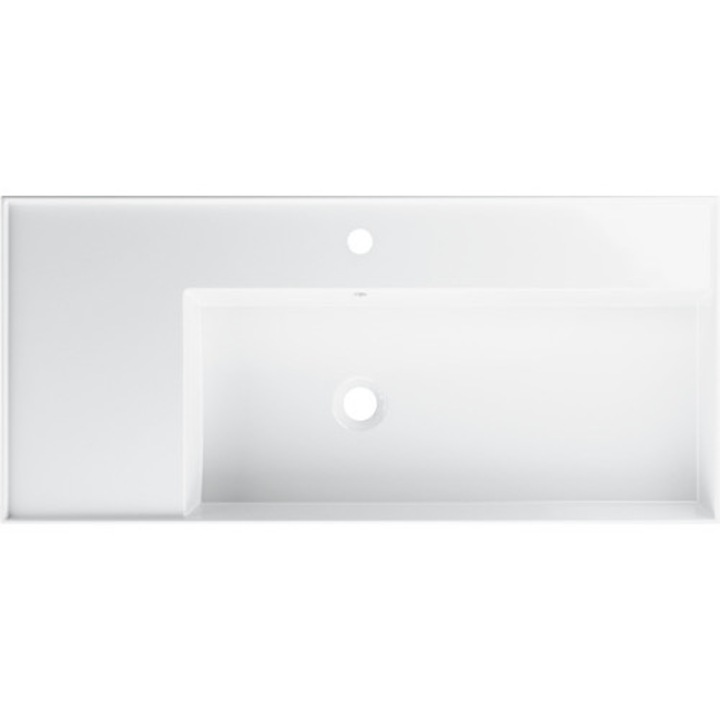 Lavoar ceramica Jungborn Quattro 101 cm, polita stanga, alb lucios