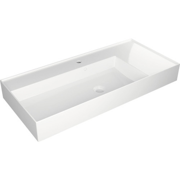 Lavoar ceramica Jungborn Quattro 101 cm, polita dreapta, alb lucios