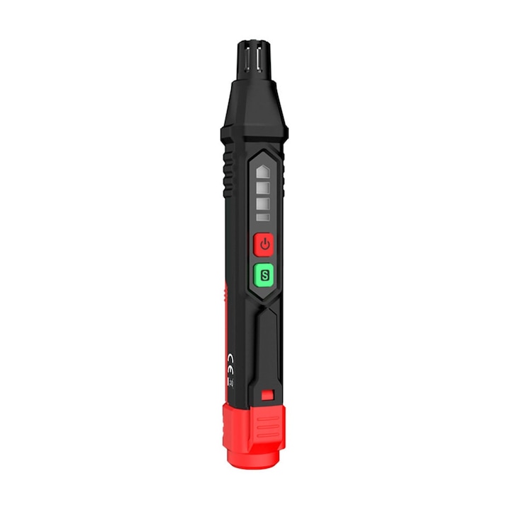 Instrument de detectare a scurgerilor de gaz, Industrial/Uz casnic, Alarma sonora/luminoasa, 15.8×2.8 cm, Negru/Rosu
