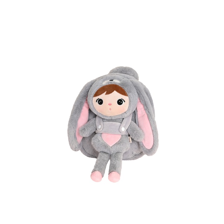 Rucsacel cresa/gradinita, Iepuras blanos cu jucarie detasabila 1-6 ani, 26-23-12 cm