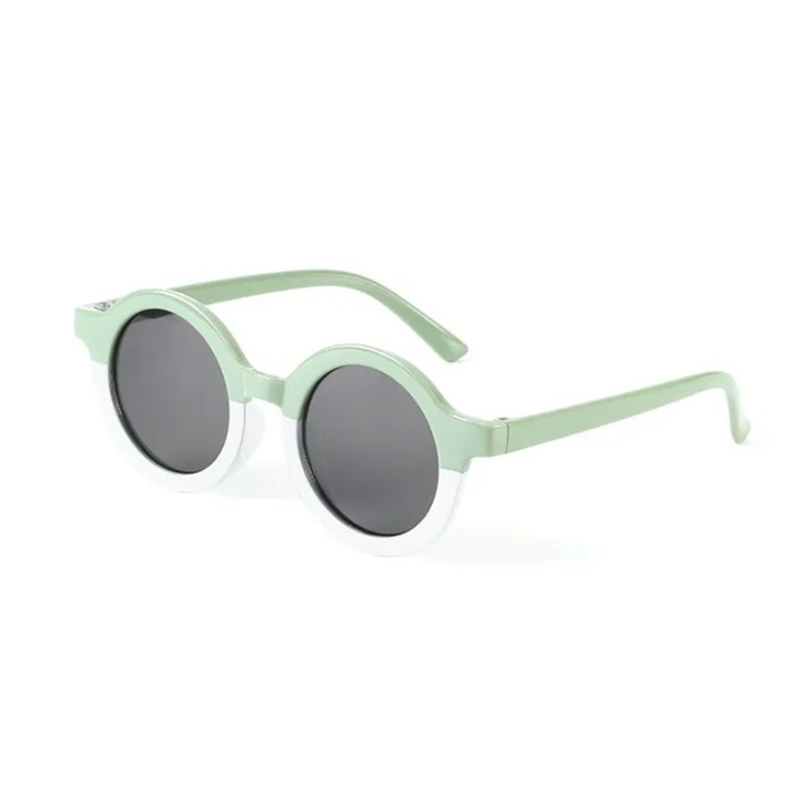 Ochelari de soare pentru copii, unisex, rotunzi, model vintage summer vibe, EFAYN, Universala, Verde