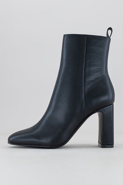 Steve Madden, Botine de piele ecologica cu toc masiv Adelisa, Negru