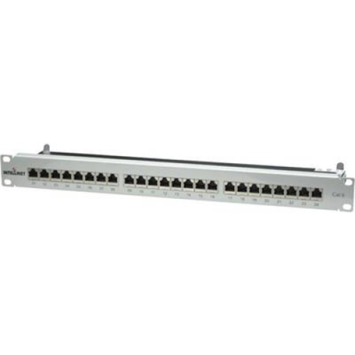 Rack szekrénybe építhető 24 portos RJ45 elosztó, CAT6 UTP, FTP patch panel, Intellinet 720014 (720014)