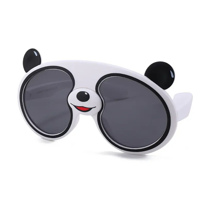Ochelari de soare pentru copii, unisex, model ursulet panda jucaus, EFAYN, Universala, Alb