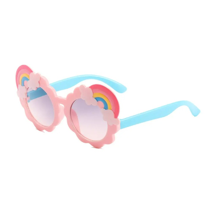 Ochelari de soare pentru copii, unisex, model curcubeu cu accesorii, EFAYN, Universala, Roz