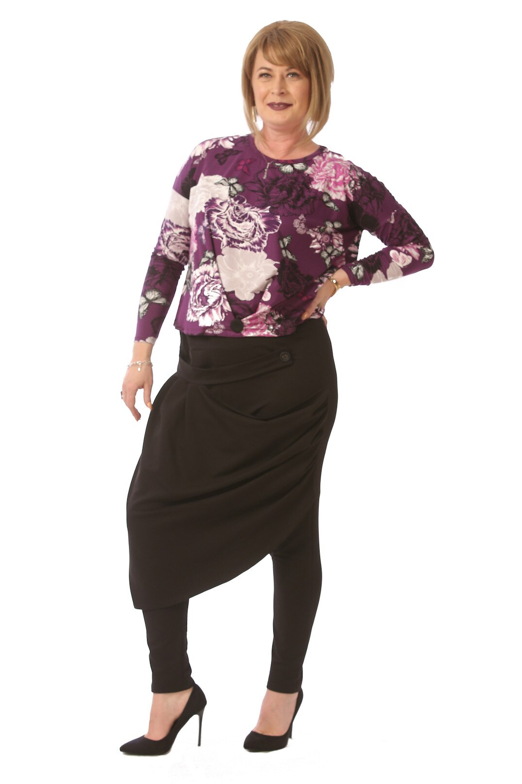 Pantaloni casual, Noemi P026, negru, Negru, XL