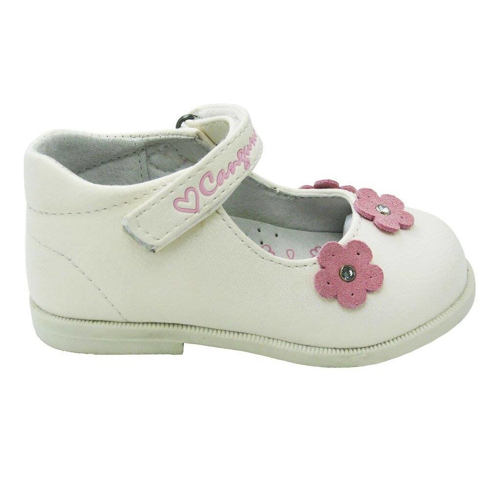 Pantofi, alb perlat, floricica