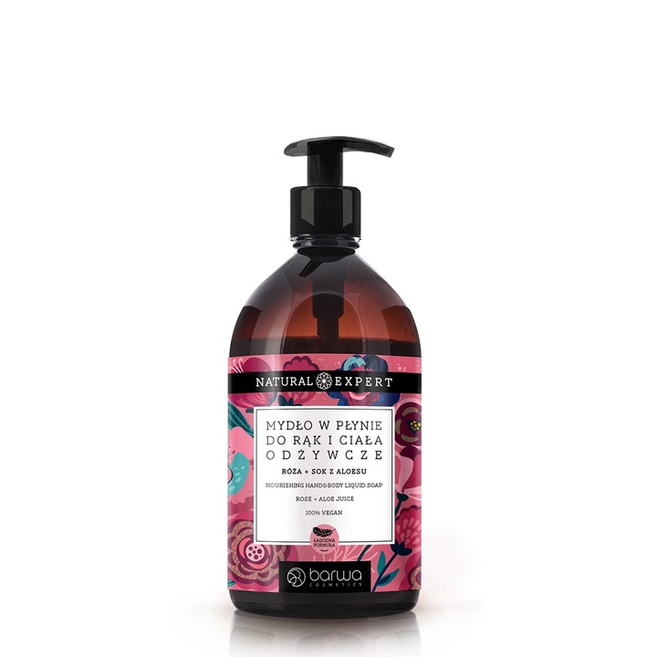 Подхранващ течен сапун, с роза и алое вера, Barwa Natural Expert 500 мл