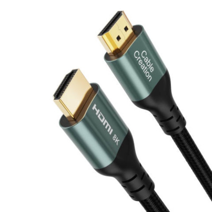 Cablu HDMI 2.1 tata-tata, Certificat, CableCreation®, 8K@60HZ, 4K/2K@120Hz, HDR, HDCP 2.2, eARC, 2 metri, Verde