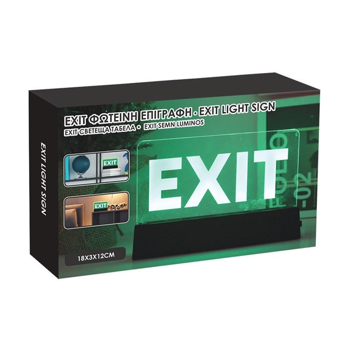 Decoratiune LED pentru camera/birou, EXIT, Plastic, 18x3x12cm - eMAG.ro