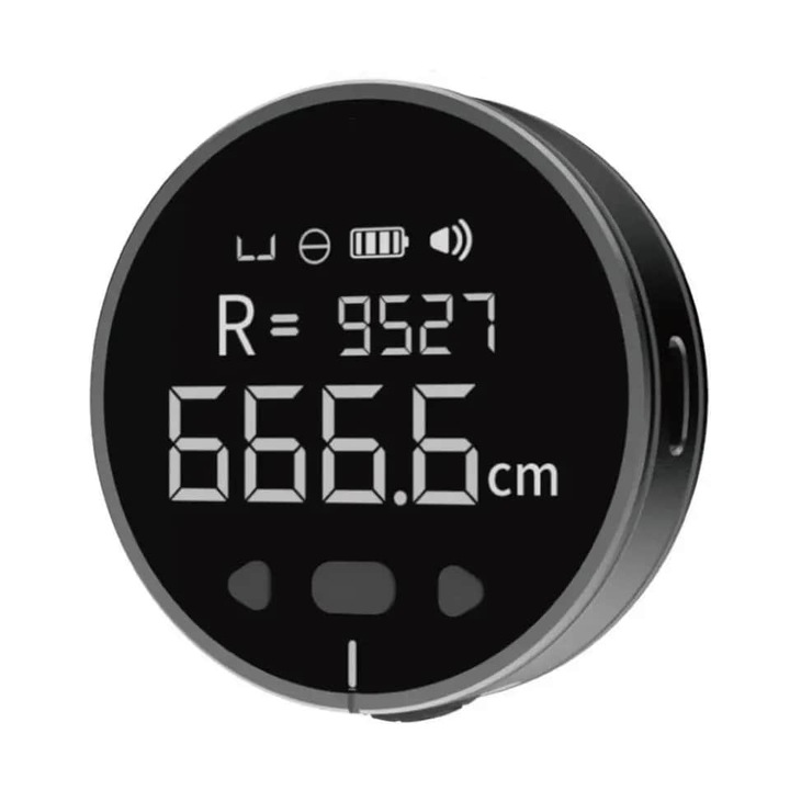 Ruleta electrica inteligenta pentru suprafete curbate sau plane, precizie inalta, ecran digital, incarcare USB, negru