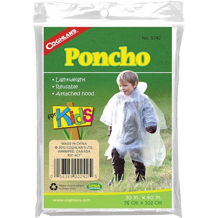 Pelerina de ploaie pentru copii Poncho PVC transparent Coghlans 0242