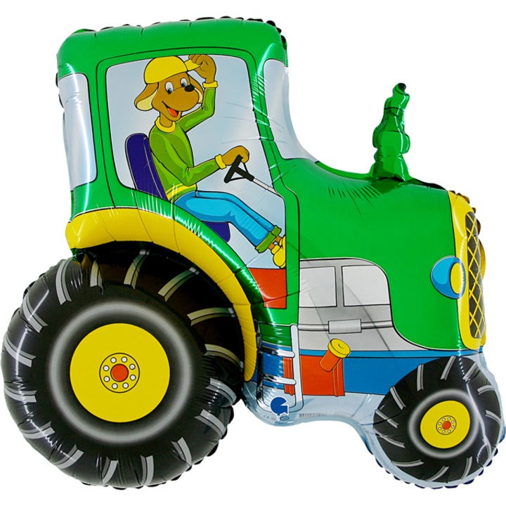 Zöld traktorfigura fóliás léggömb, 76 cm, 222GR