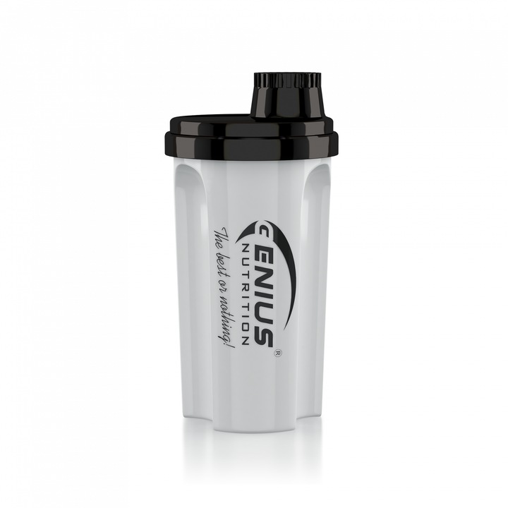 Shaker Genius Nutrition pentru prepararea suplimentelor nutritive pudra, Transparent, 700ml
