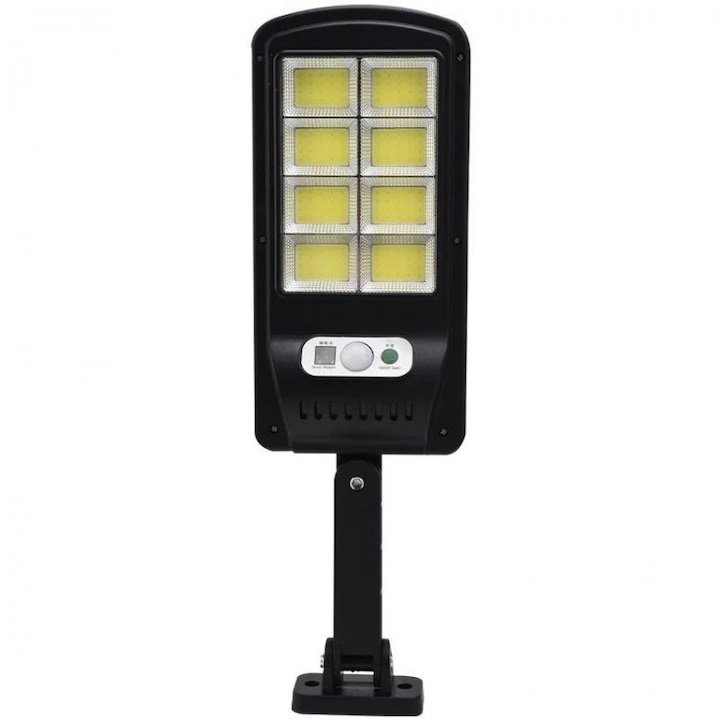 Set 2 bucati Lampa solara stradala 60w, cu senzor miscare, 8 LED-uri COB si 2 acumulatori, CH08COB, Tescomak, culoare negru