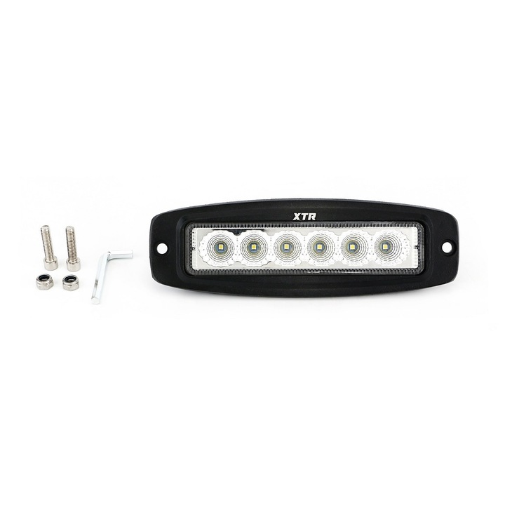 Proiector LED Auto Offroad 18W/12V-24V, 1320 Lumeni, 20cm Incastrabil Flood Beam 60 grade