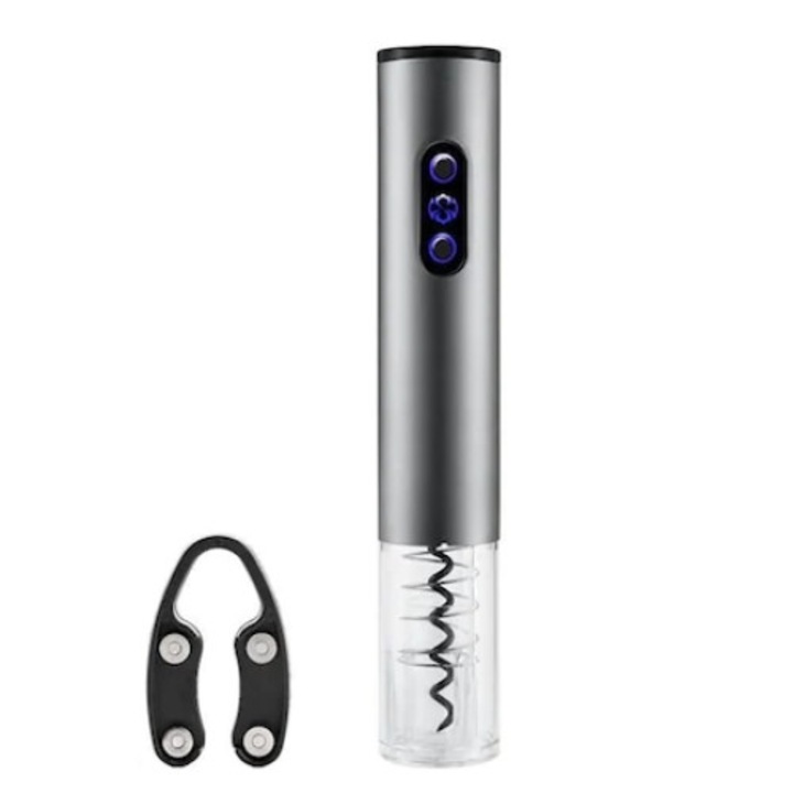 Elektromos dugóhúzó készlet/kioldó eszköz, Rozsdamentes acél/ABS, 5W, 6V, Ezüst/Fekete