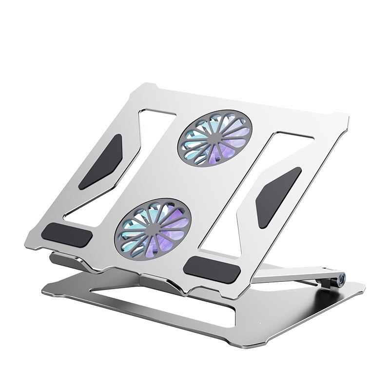 Stand laptop aluminiu MTP, cooler dublu, pliabil, unghi inclinare ...