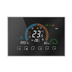 Termostat inteligent Q8000WM cu fir, Gestionare si Monitorizare smart temperatura ambientala, Control prin aplicatie iOS/ Android, Programabil, Ecran LCD, Comenzi tactile, Prognoza meteo, Negru