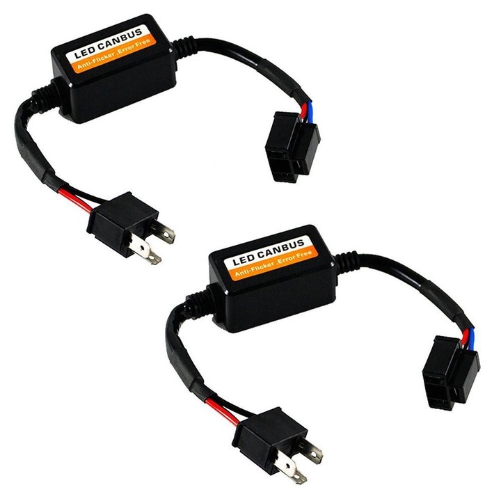 Комплект от 2 анулиращи устройства за грешка при изгоряла крушка и филтър против смущения 12V за Led H4 с двуфазен Canbus - XtremeVision