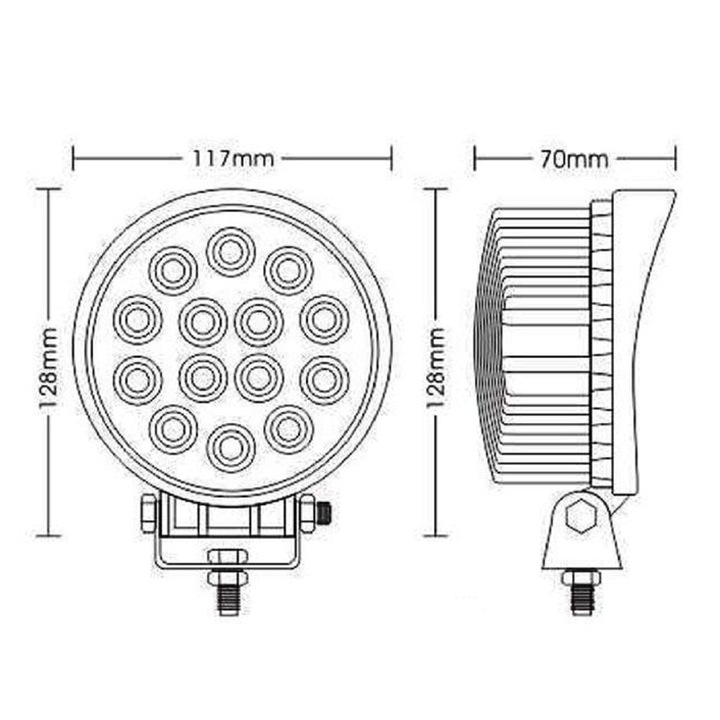 Proiector LED auto offroad 42W/12V-24V, 3080 lumeni, rotund, flood beam 60° 5500 k