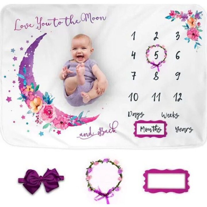 Юбилеен фото килим за спомен, Памук, 100x150 см, Многоцветен