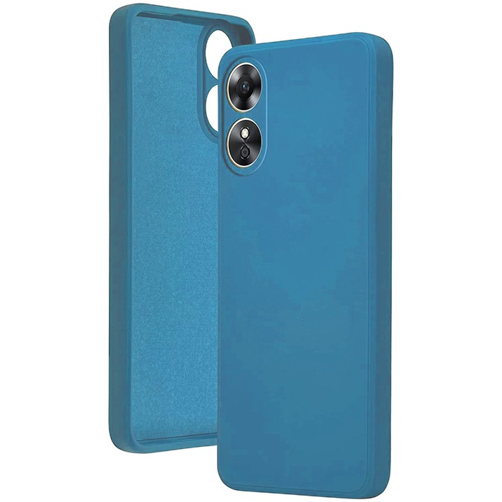 TPU szilikon tok mikroszálas Oppo A17-hez, mikroszálas belső, rendkívül puha szilikon külső, puha tapintású, vékony illeszkedés, tartós, rugalmas, optimális ultra védelem, kék