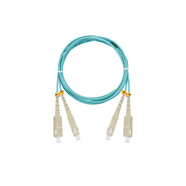 Nikomax Optikai patch kábel SC - SC, MM 50/125, duplex, 2m, aqua (NMF-PC2M3C2-SCU-SCU-002)