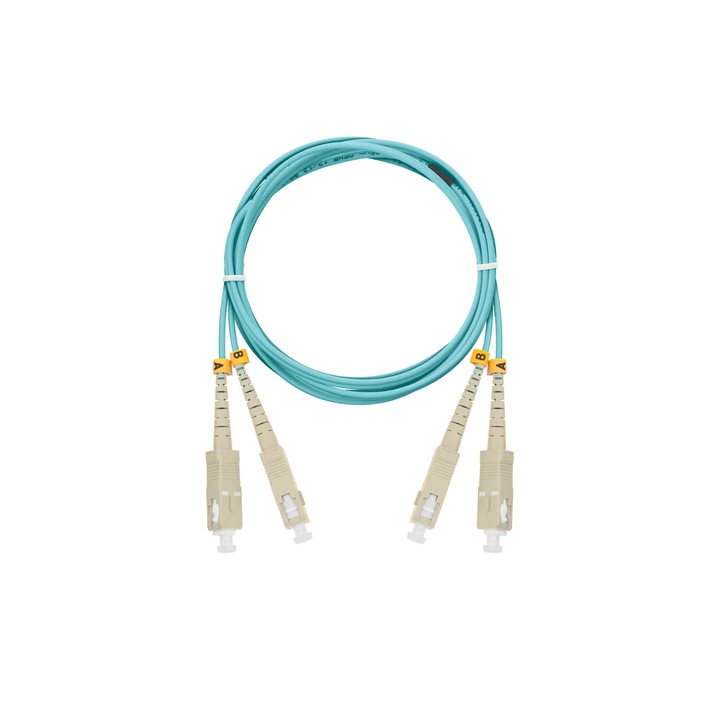 Nikomax Optikai patch kábel SC - SC, MM 50/125, duplex, 2m, aqua (NMF-PC2M3C2-SCU-SCU-002)