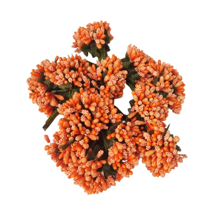 Flori artificiale stamine set 12 buchete, 3cm, Portocaliu