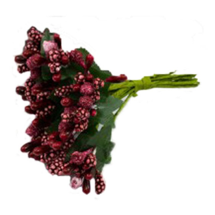 Flori artificiale stamine set 12 buchete, 3cm, Marsala