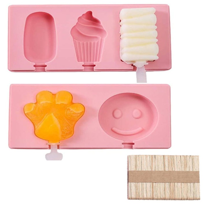 Set 2 forme pentru inghetata, Silicon, 50 batoane, Roz